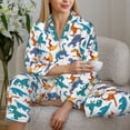 thumbnail image 6 of Fotbe Block Dinosaur Pattern Long Sleeve Pajama Set for Women,Sleepwear Set,2-piece Loungewear Set,Soft PJs Comfy Nightwear with Pockets -Medium, 6 of 7