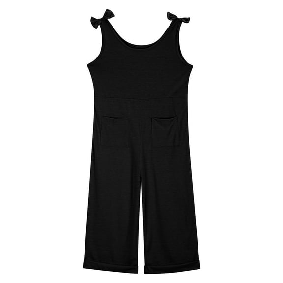 Girls' Jumpsuits Rompers Black Rompers with Pockets Girls Summer Clothes Outfits for Girls 13-14 Years Girls Fashion