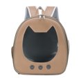 thumbnail image 1 of Bolsa De Viaje Para Gatos Mochila de animales de PU, ventana transparente, resistente al desgaste, suministros para mascotas (marrón claro) Likrtyny Libre de BPA, 1 of 9