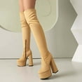 thumbnail image 2 of Women's Platform Round Toe Zipper Slouch Heel Over The Knee Thigh High Boots, 2 of 9