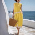 thumbnail image 2 of DHFJKG Linen Sets For Women 2 Piece Summer Outfit Sleeveless Color Block Loose Fit Tank Top And Capri Pants Set Beach Vacation Outfits, 2 of 4