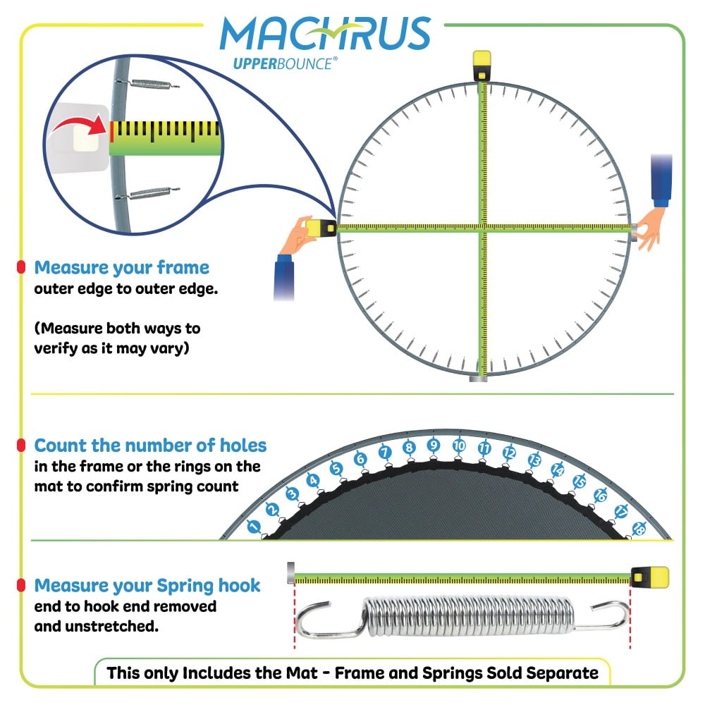 Machrus Upper Bounce Replacement Jumping Mat, Fits 8 ft Round Trampoline Frame with 60 V-Hooks, using 5.5" springs- Mat Only