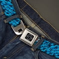 thumbnail image 2 of GM General Motors Belt, Seatbelt Buckle Belt, Diagonal Retro Chevy Bowtie Stacked Black Blues, 30 to 44 Inches, 2 of 9