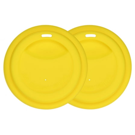Uxcell 3.35IN Inner Silicone Cup Lids [2PCS] - Coffee Mug Covers for Round Glass Mugs & Tea Cups & Plastic Cup [Yellow]