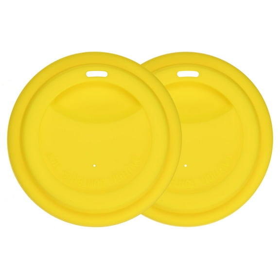 Uxcell 3.35IN Inner Silicone Cup Lids [2PCS] - Coffee Mug Covers for Round Glass Mugs & Tea Cups & Plastic Cup [Yellow]