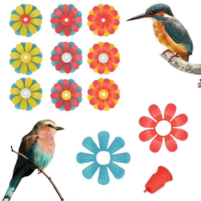 Huayishang Bird Feeders for Outdoors Hummingbird Feeder Flower Feeder 9 Sets Bird Feeder Port Replacement Hanging Feeder Set Multi Color Replaceable Hummingbird Feeder Flower Accessories Garden