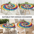 thumbnail image 7 of Colorful Tie Dye Mandala Pattern Round Fitted Tablecloth with Elastic Edge,Dining Table Cover Waterproof,Outdoor Round Tablecloth for Camping,Dining,Indoor and Outdoor, 7 of 7