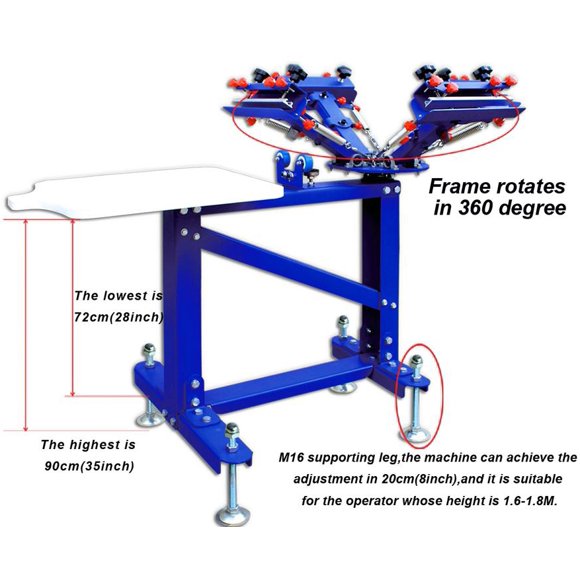 INTBUYING 4 Color Screen Printing Machine Silkscreen Press t Shirt Equipment Rotary Printer