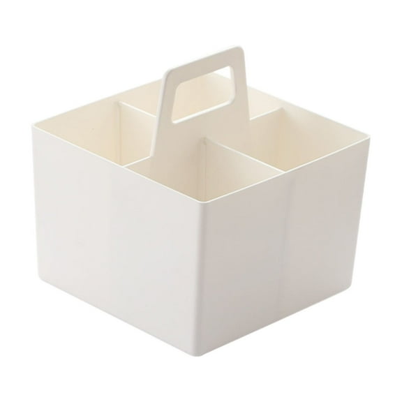 Btomtd Square Hand Basket Storage Box for Dorm and Home Stackable Basket Storage Container Desktop Drawer with Partition, White