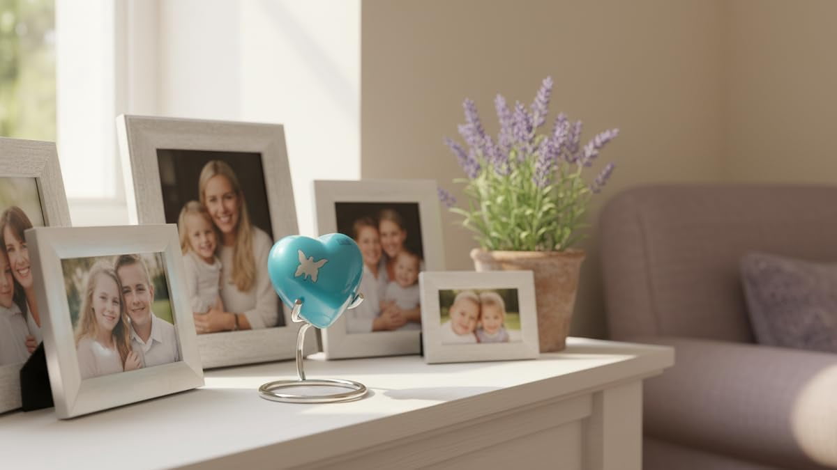 Small Love Heart Urn for Human Ashes | Mini Keepsake Funeral Ash Container for Human Remains with Display Stand, and Box Small Love Heart Pet Urn for Ashes