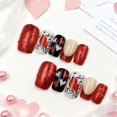 thumbnail image 2 of Purpurina roja cuadrada mediana de Press on Nails GJJBQTT para San Valentín, 2 of 7