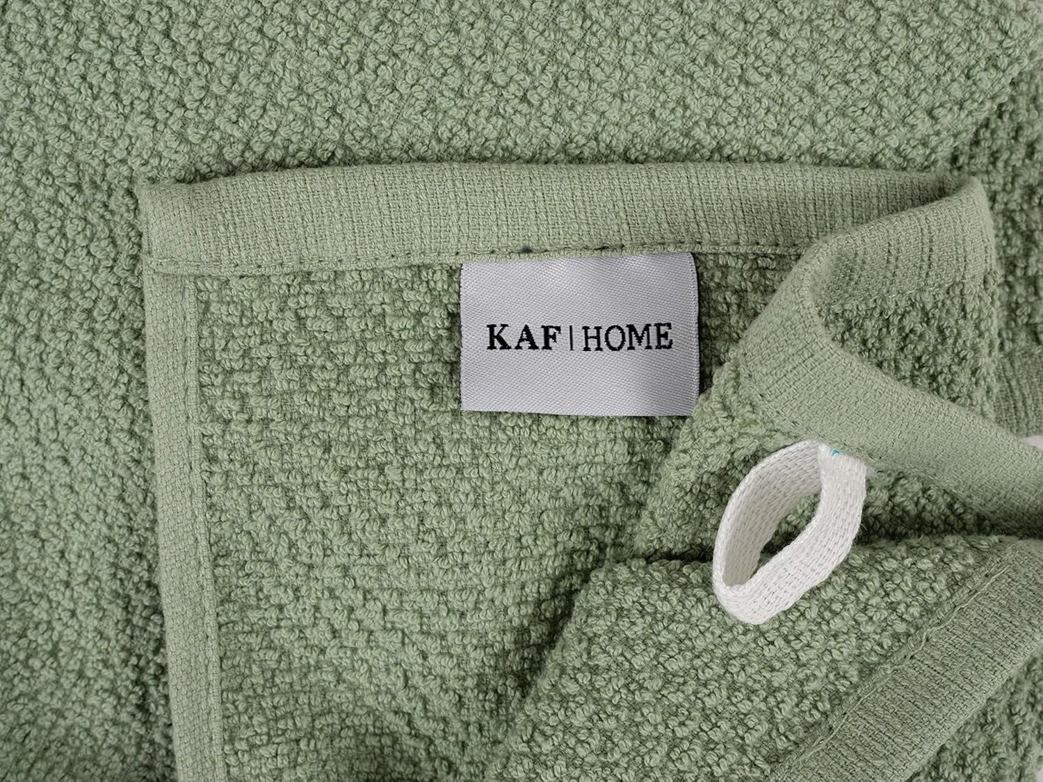 KAF Home Deluxe Kitchen Towels Set, Popcorn Terry Dish Towels, 18” x 28”, Agave Green, 4 Pack