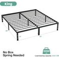 thumbnail image 3 of ACCVER King Size 14" Heavy Duty Metal Platform Bed Frame with Steel Slat Support, Ample Under-Bed Storage, No Box Spring Needed, 3 of 7