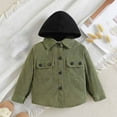 thumbnail image 2 of AJTQTH Shirt Jackets for Kids Toddler Unisex Long Sleeve Turndown Collar One-Breasted Coat Colorblocked Thicken Corduroy Hooded Outwear for Winter Fall Green 12-18 Months, 2 of 9