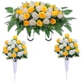 thumbnail image 1 of GUANGHONG 1PC Cemetery Flowers for Cemetery Rose Realistic Silk Cemetery Flowers Bouquet with Saddle in Decorative Lasting Cemetery Flowers for Floating, 1 of 6