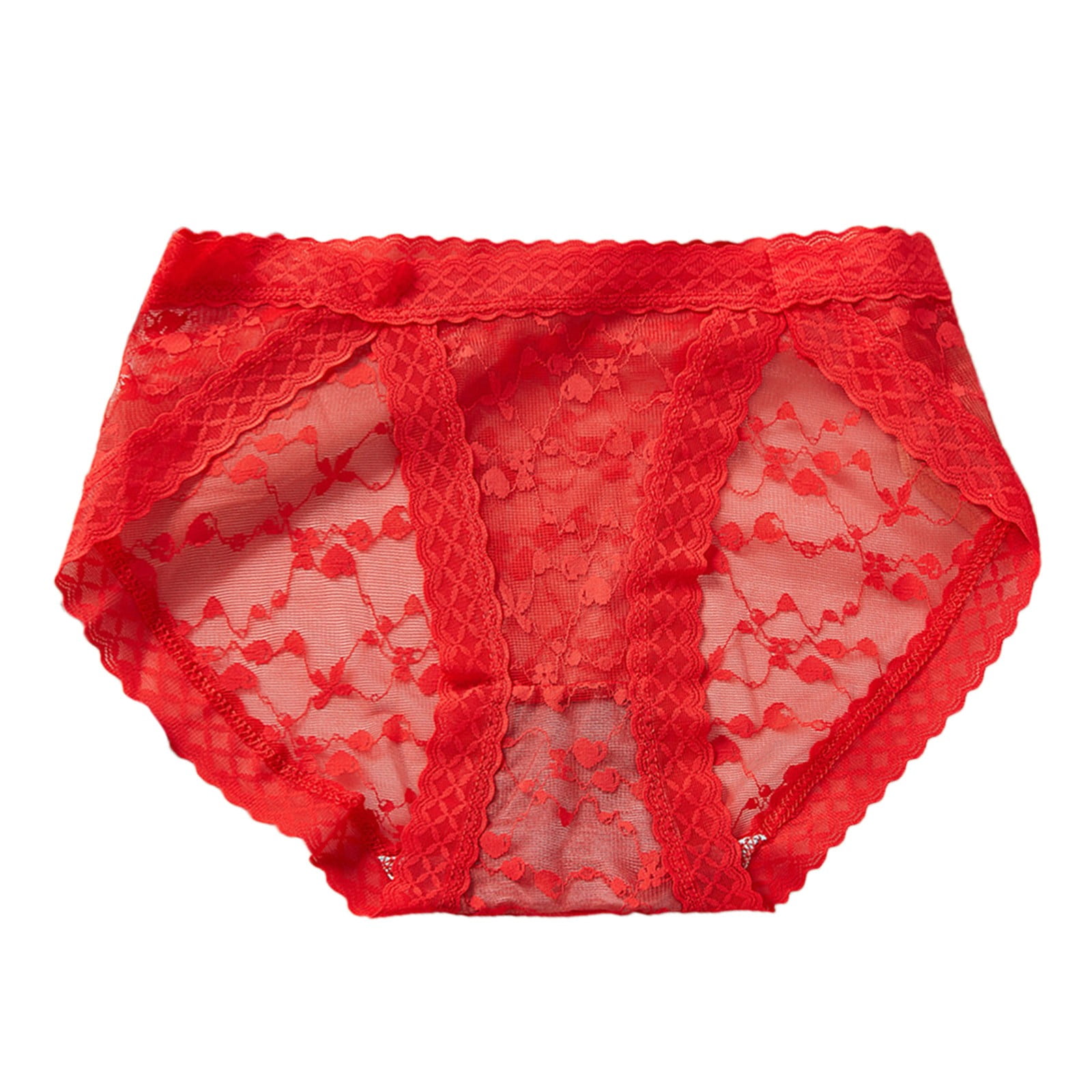 Comfortable Intimate Female Underpants Womens Red Lace Breathable Lace  Hollow Out And Raise The Pure Brief Panties 