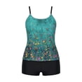 thumbnail image 4 of DHFJKG 2 Piece Swimsuits For Women Floral Print Tankini Set Beach Pool Party Scoop Neck Spaghetti Strap Tankini Top With Boyshorts Trendy Beachwear, 4 of 5