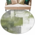 thumbnail image 2 of Sage Green Ombre Large Round Rug 8 FT, Non Slip Living Room Area Carpet, Vintage Shabby Abstract Plaid Art Washable Soft Circle Rug Non-Shedding Floor Carpet for Bedroom Office Dining Room, 2 of 9
