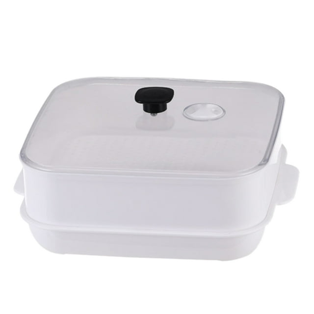 HEALEEP Rangement de Réfrigérateur Cuiseur Vapeur pour Aliments Cuiseur Vapeur pour Micro-Ondes Blanc PP Lot de 1