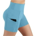 thumbnail image 2 of CFLVAEK Biker Shorts Women with Pockets Stretch Butt Lifting Workout Gym Shorts High Rise Tummy Control Biker Shorts Light Blue XXL, 2 of 9