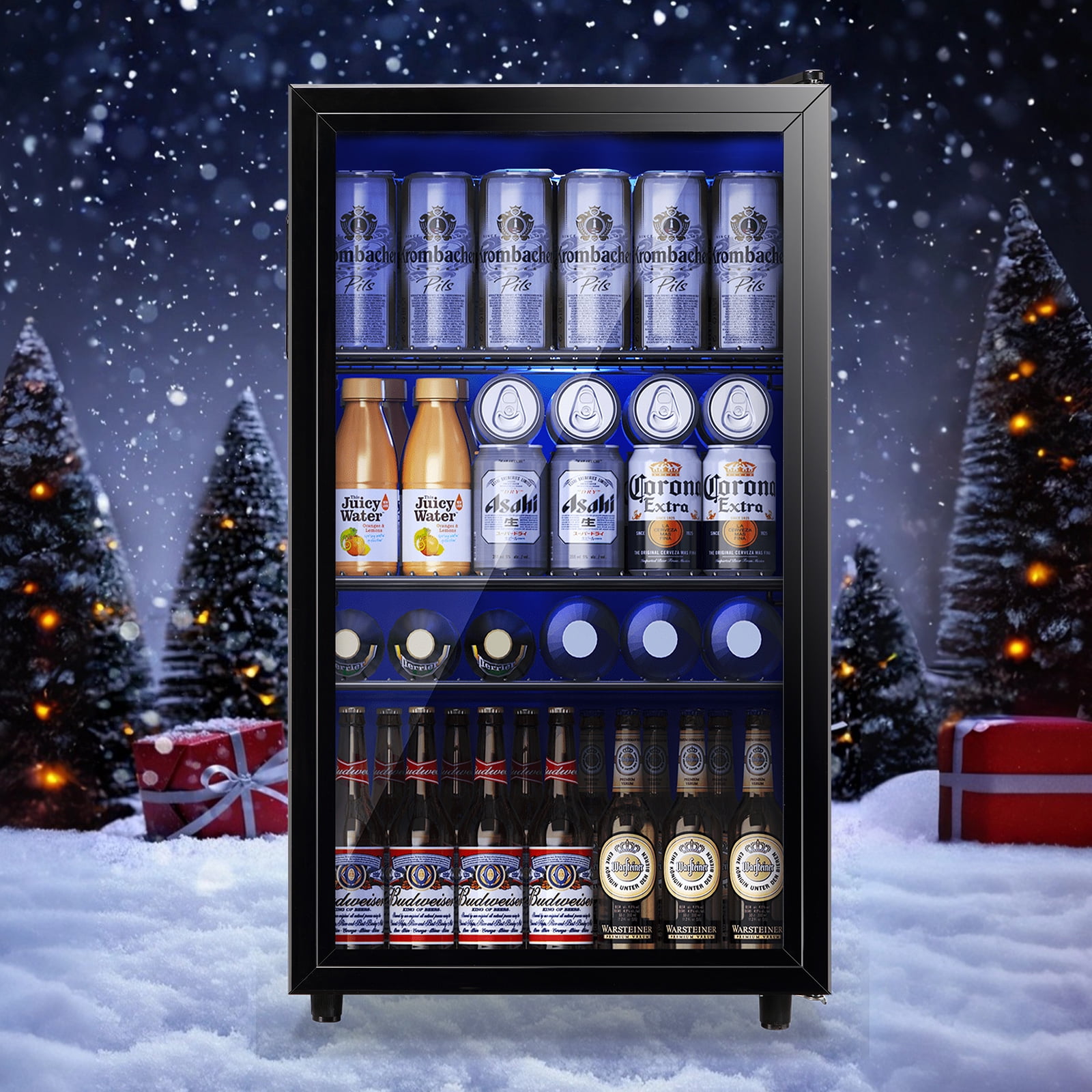 TACOOL Small Beverage Cooler 130 Can Beverage Refrigerator Cooler, 3.5 Cu.Ft Drink Mini Fridge Glass Door for Soda Beer Black
