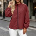 thumbnail image 5 of LUVDA Women's Lightweight Windbreaker Zip Jacket Elastic Cuff Stand Collar Spring Outerwear, 5 of 5