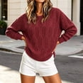 thumbnail image 6 of Xdegoge Womens Cable Knit Sweaters Crew Neck Long Sleeve Pullover Casual Relaxed Fit Cozy Fall Winter Warm Vintage Chunky Jumper Tops Everyday Fashion Knitwear, 6 of 8