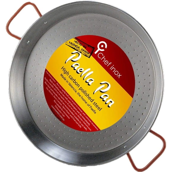 Garcima la Idéal la Idéal_acier Poli Poêle à Paella, 30 cm, 30 cm, Argent/rouge