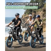 Electric Bike for Adults,Peak 1500W,Max28Mph & 80 Miles Electric Bicycle,48V 25Ah Full Suspension & Disc Brakes 16Fat Tire E-Bike
