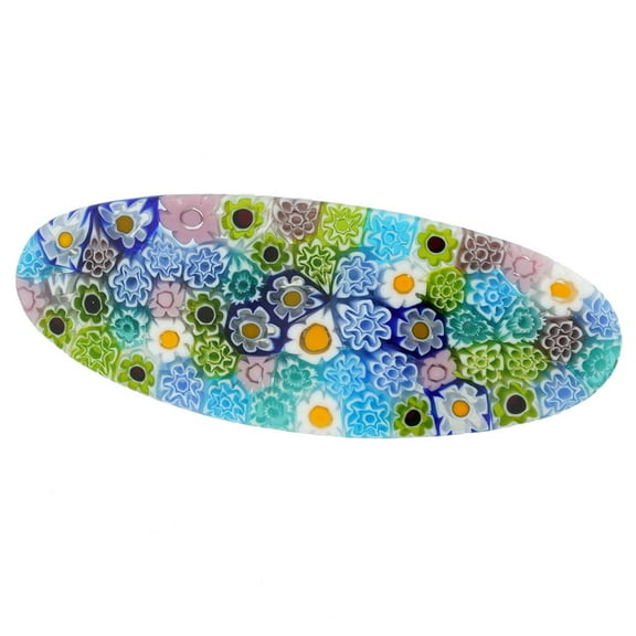 GlassOfVenice Murano Glass Millefiori Oval Hair Clip - Pastels