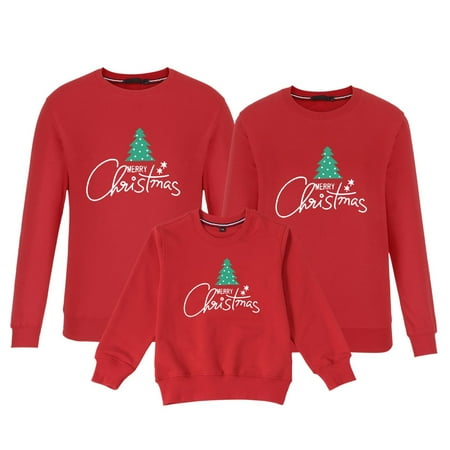 

Family Christmas Pajamas Christmas Women Mom Print Blouse Tops Hoodless Sweatshirts Family Clothes Pajamas