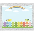 thumbnail image 1 of Vintage Rainbow Tapestry, Birds on a Colorful Fence on Checkered Squares Gingham Pattern Background, Wall Hanging for Bedroom Living Room Dorm Decor, 60W X 40L Inches, Multicolor, by Ambesonne, 1 of 2