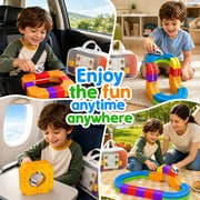 3D Stem Electric Train Set for Kids, 22PCS 3D Racing Track Toy, Portable Travel Train Toy with Travel Bag, Racing Track Sets for Kids, 3+ Years Old Boys & Girls Birthday