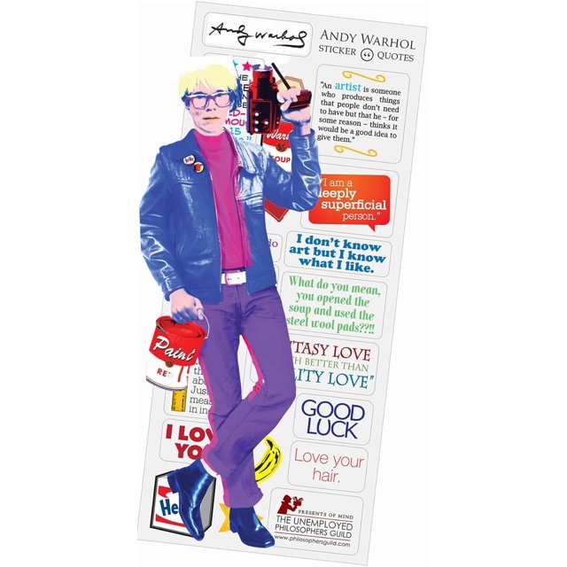 The Unemployed Philosophers Guild Andy Warhol Quotable Notable Greeting Card and Sticker Sheet - Envelope Included