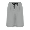 thumbnail image 4 of Summer Fashion Plus Size Shorts for Women Trendy Clothes 2025 Elastic Waist Drawstring Side Pocket Solid Color Short 5/4 Up to 65% off!, 4 of 6