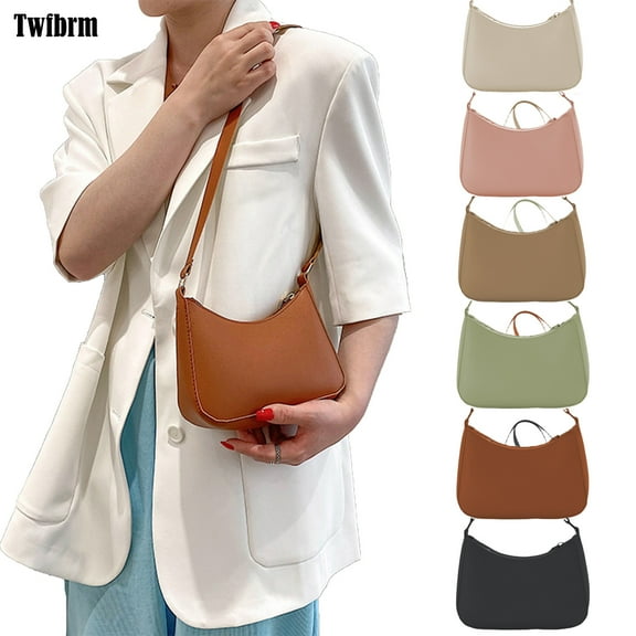 Twfbrm Shoulder Bags for Women, Trendy Crescent Bag PU Leather Clutch Purse with Zipper Closure, Classic Small Hobo Tote Bags Top Handle Handbag Retro Underarm Purse for Work Travel Shopping