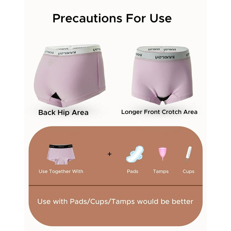 INNERSY Teen Girls' Period Underwear Soft Cotton Boyshorts for First Period  3-Pack(M(10-12 yrs),Brights)