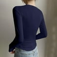 thumbnail image 5 of Long Sleeve Shirts for Women Fashion Slim Fit Basic T-Shirt Casual Solid Color Blouses Trendy Winter Womens Tops Navy M, 5 of 5