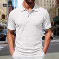thumbnail image 2 of Telankuip Checkered Pattern Polo Shirts for Men Summer Breathable Casual Work Top with Classic Collar Solid Color Loose Comfy for Business Leisure Wear White XL, 2 of 7