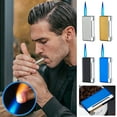thumbnail image 3 of Gold Blue Flame Windproof Metal Lighter with Adjustable Torch, Butane Refillable Lighter for Outdoor Use and Cigar Enthusiasts, 3 of 5