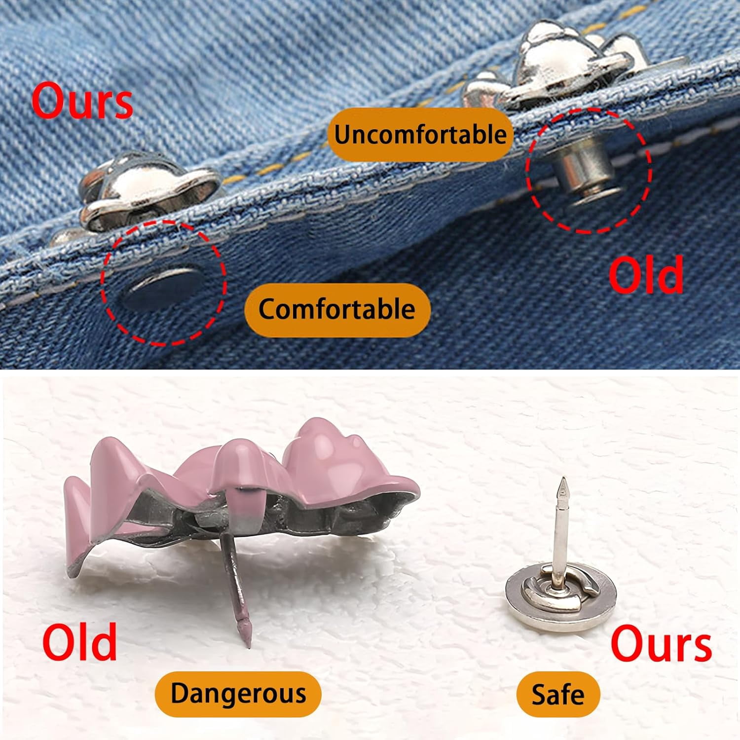 12 Set Bear Pant Waist Tightener, Adjustable Waist Buckle Set, Button Pins for Loose Jeans to Make Tighter, Button Adjuster for Pants, Jeans, Skirts, Sleeves
