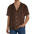 thumbnail image 3 of Easygdp Vintage Wood Men's Casual Short-sleeved Shirt with Pocket and Button Suitable for Beach Vacation Leisure - Medium, 3 of 7