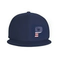 thumbnail image 2 of DouZhe Flat Brim Cap Snapback Hat, Alphabet P America Usa Flag Prints Adjustable Blue Adult Baseball Cap, 2 of 7