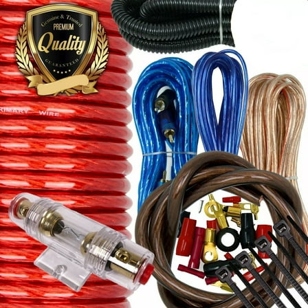 Car Stereo 4-Gauge Cable Kit Amplifier for Mounting RCA 3500W Subwoofer Bass Wiring