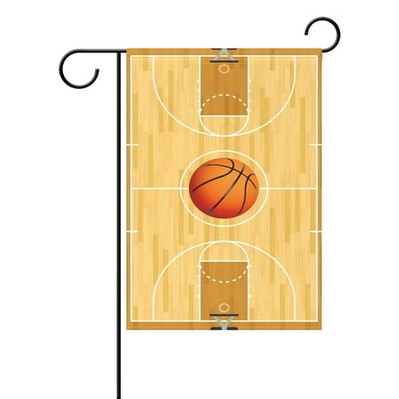 POPCreation Basketball Court Garden Flag Ball Wooden Outdoor Flag Home Party 28x40 inches