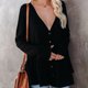 thumbnail image 3 of Top holgado NikouMX con cuello en V y volantes para mujer, 3 of 6