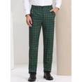 thumbnail image 2 of Pantalones de vestir a cuadros para hombre, corte regular, formales, de negocios, a cuadros verde azul marino S, 2 of 6