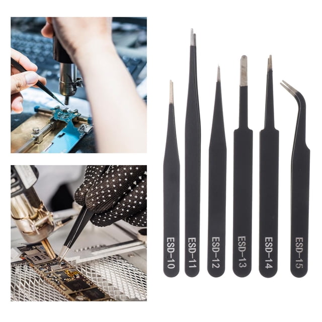 Juego de herramientas de pinzas de precisión de 6 piezas, juego de pinzas para manualidades, pinzas para cejas, pinzas para decoración de uñas, pinzas Desafilado Salvador Pinzas