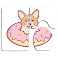 thumbnail image 1 of ABPHQTO Perro Donut Lovely Corgi Juego de alfombras de baño de 3 piezas Alfombra de baño Alfombra de contorno y tapa de inodoro ABPHQTO Cont-CHAPPLE-39295, 1 of 2