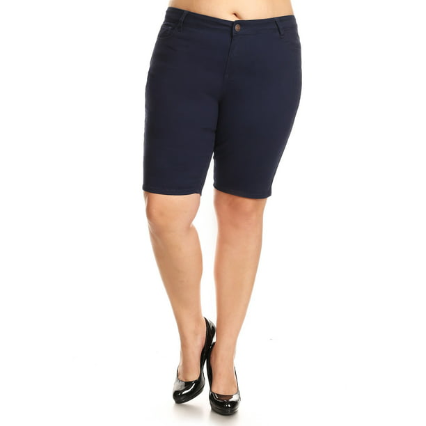 Emperial - Plus size women Bermudas shorts Cotton Stretch twill finish ...